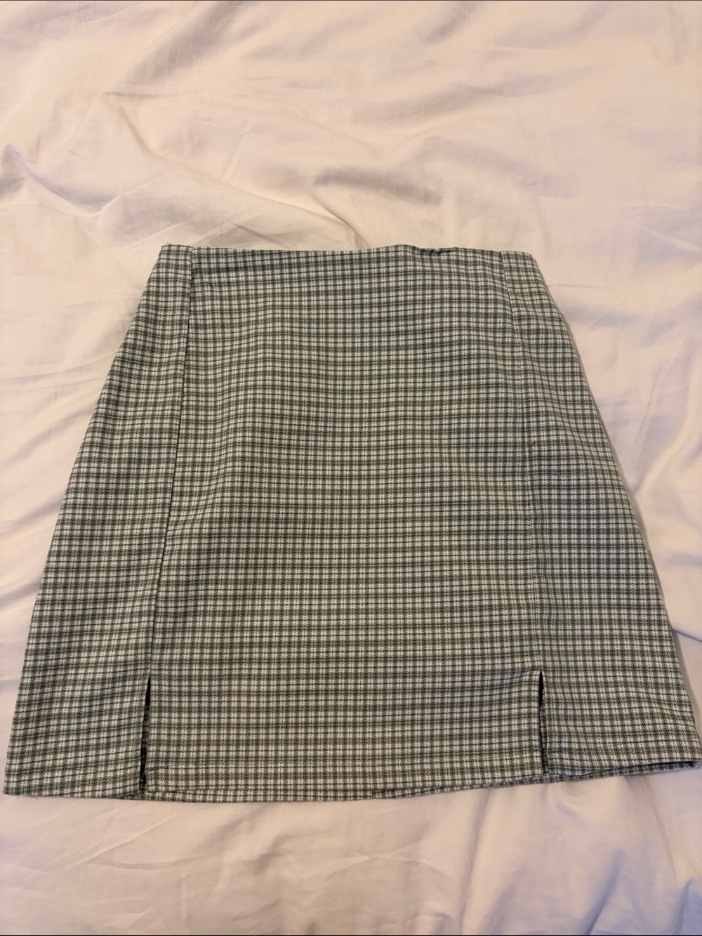 Brandy Melville Vintage Green and White Checkered Mini Skirt One Size